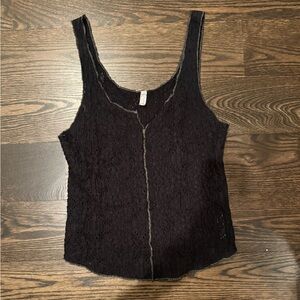 Free People Black Lace Tank Top